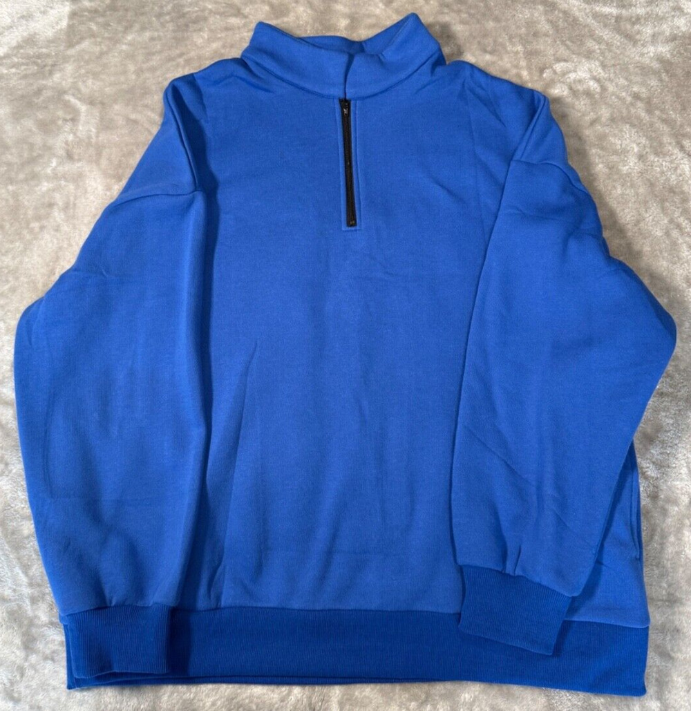 Royal Blue Mock Neck Oversized Sweatshirt Womens Size L Casual Athleisure